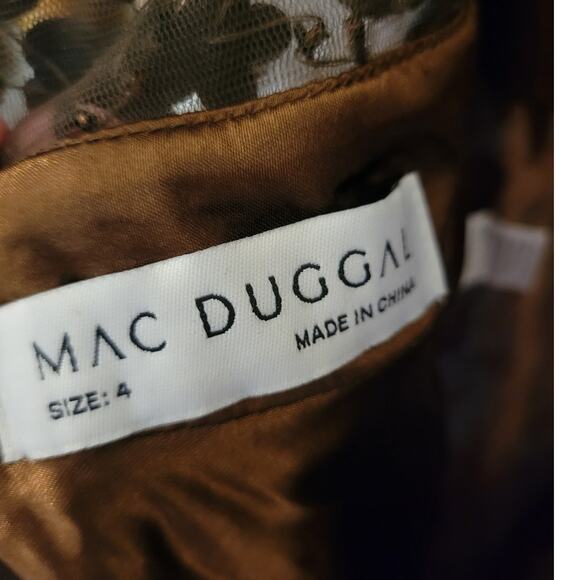 NWOT Mac Duggal Long Sleeve Fit & Flare Velvet Embellished Dress Coffee 4 - Picture 6 of 7